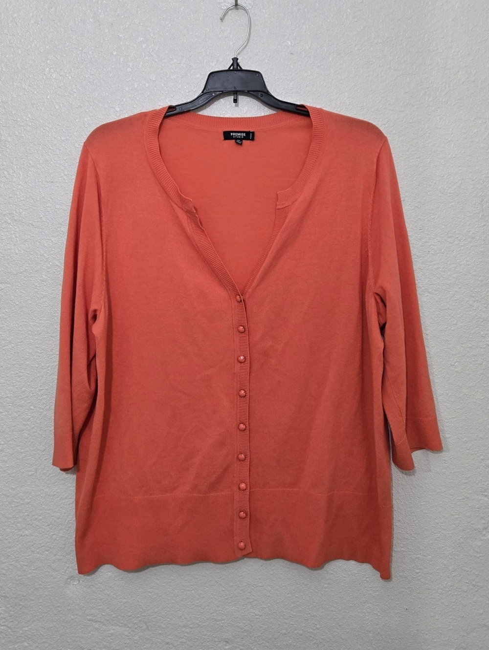 Premise Studio Cardigan Sweater Women's Size 2X Orange 3/4 Sleeve